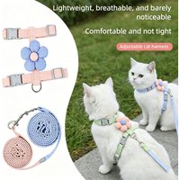 Cute Flower Cat Harness and Leash Set Adjustable Soft Breathable Kitten Harness Lightweight Cat Walking Harness for Outdoor