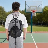 Drawstring Basketball Backpack with Detachable Mesh Bag Foldable Soccer Backpack Wear Resist Sports Sack Bag Travel Trip Bag