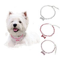Rhinestone Single Row Pet Necklace Bone Pendant Cat and Dog Jewelry Pet Supplies Collar