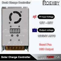 MPPT 720W Stepdown 25A Solar Controller 18V-80V Input Charging For 12V 24V Lithium Lead-acid Gel Battery Real-time Tracking Adju