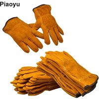 3/5/10 Pairs Labor Protection Work Gloves Soft Cowhide Welding Safety Protection Wear-Resistant Insulated Welding Gloves