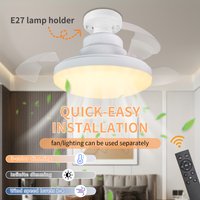 Socket Ceiling Fan With Light E27 Base Ceiling Fans Dimmable Light Fan Led Light Bulb With Remote For Bedroom Kitchen Garage
