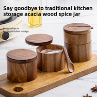 Acacia Wood Salt and Pepper Shaker - Natural Wooden Spice Jar with Secure Airtight Lid for Kitchen Pantry Organization