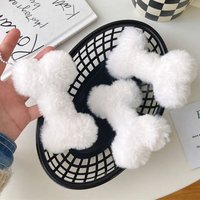 Plush Dog Bone Pendant Keychains Women Girls Cute Cartoon White Dog Bone Pendant Schoolbag Key Ring Doll Plush Toys Accessories