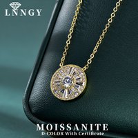 Lnngy Certified 5mm Moissanite Diamond Necklace Niche Light Luxury Round Shape Pendant Necklace for Women ExquisiteBirthday Gift