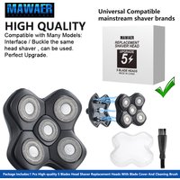 5D Floating Replacement Shaver Heads Electric Shavers - Universal Sharp Blades/Sliver,(5D Black/Sliver)
