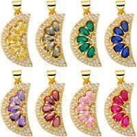 Juya 18K Real Gold Plated Micro Pave Colorful Cubic Zirconia Lemon Charms For DIY Women Fashion Pendant Jewelry Making