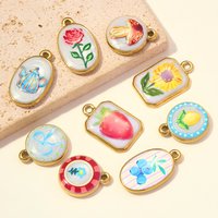 3pcs/Lot Stainless Steel Enamel Teapot Blueberry DIY Bracelet Charms Conch Horseshoe Necklace Pendants Women Mushroom Jewelry