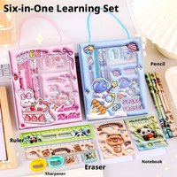 1 Set Cartoon Stationery Set Including Pencil Notebook Ruler Eraser Pencil Sharpener Student School Supplies Stationery Gifts