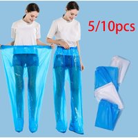 AliExpress NONE 5/10Pcs Disposable Raincoat Pants Portable Splash Proof Split Raincoat Outdoor Travel Drifting Cycling Feet-wrapped Rain Pants
