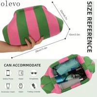 Soft Crochet Women Handbag Dumpling-Shaped Pleated Cloud Design Color-Blocked Casual Clutch Gift Bag