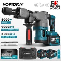 YOFIDRA 6000W Brushless Electric Hammer Demolition Jackhammer Heavy Duty Rotary Drilling Chiseling Tool for Makita Battery Pin