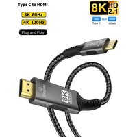 8K USB C to HDMI 2.1 Cable Adapter 8K60Hz Type C to HDMI Cable for Thunderbolt 3 Compatible with MacBook Pro IPad pro Laptop