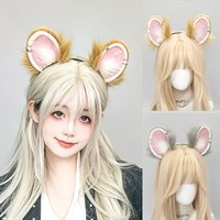 Plush Hamster Ears Headband Cute Mouse Ear Hair Hoop Rat Chef Cosplay Props Sweet Animal Ear Headwear For Party Lolita Costume A