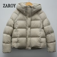 ZAROY Damen Winterjacke, verdickte warme Kapuzen-Baumwollparka, koreanischer Stil, einfarbig, vielseitig, lässiger kurzer Mantel, Schnee-Oberbekleidung, Winterjacke