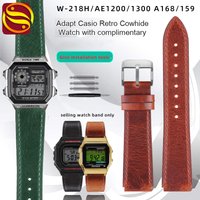 Vintage leather strap for CASIO A158W A168/F91w /AE-1200WHD/A158/A159/A169/AE1200 Modified Cowhide Watch Band Men's Wristband
