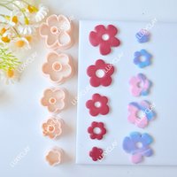5pcs Hollow Flower Polymer Clay Cutters for Earrings & Jewelry Making, Five Petal Flower Outline Clay Molds for Pendant Crafting