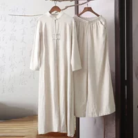femme, pantalon en lin, jambes larges, surintendant, Kung Fu Tai, uniforme de chapelle, ensemble de 2 pièces, nouveau, 2024