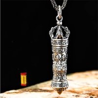 Retro Namo Amitabha Necklace For Men Jewelry Fashion 925 Silver Chain Choker Male Amulet Vajra Pestle Pendant Buddhism Necklaces