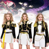 HUNTRIX K-POP Demon Hunters Cosplay Rumi Zoey Mira Black Stage Uniform Halloween Costumes Women Top Skirt Jacket Headwear Wig