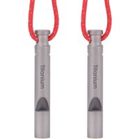 Tomshoo 1pc Ultralight Titanium Emergency Whistle with Cord Outdoor Camping Hiking Exploring Emergency Survival Loud Whistle