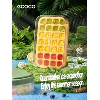 Ice Storage Container with Lid - 24-Cube Reusable Silicone Ice Tray, BPA-Free, Easy Pop Ice Maker for Freezer, Home Bar & Party
