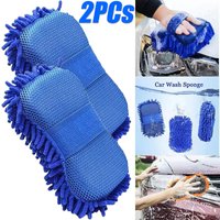 2pcs Microfiber Motorcycle Car Washing Sponges Chenille Dust Wash Mitt Motorcycle Cleaning Gloves Motor Car Wash Sponge Tools