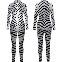 Zebra Pattern Jumpsuit Halloween Zebra Cosplay Costume Zebra Skinny Bodysuit Animal Cos Catsuit Adult Long Sleeve Zentai