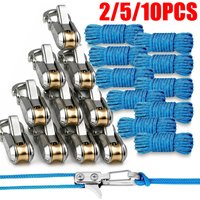 2/5/10PCS Copper Rope Tightening Tools, Rope Tensioner with Locking Buckle for Easy and Secure Tying Include Cord & Carry Box,