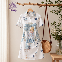 Elegant Women Dresses for Woman A-line New Beach Dress Women's Disney Princess Print Polo Collar Mini Dress Fashion Streetwear