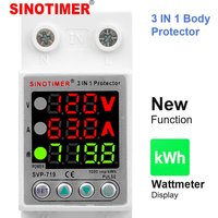110V 120VAC Din Rail Adjust Over Under Current and Voltage Protective Device Protector Relay 40A 63A Power Consumption kWH Meter