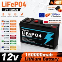 EU-Lager Schneller Lokaler Versand 12V 150Ah LiFePO4 Lithium-Batterie mit USB-Anschluss Eingebautes BMS Deep-Cycle-Solarbatterie für Solarladung Fischfinder Marineboot Outdoor-Camping Netzunabhängige
