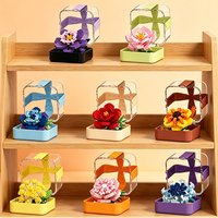 DIY Potted Rose Sunflower Plants Succulents Bonsai Tree Gardens Romantic Building Blocks Model Bricks Kid Sets Kits Toy Girl