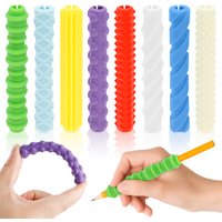 8Pcs Textured Silicone Pen Grips Ergonomic Writing Aid Sensory Pencil Sleeves Tool Non-slip Reusable for Kids Adults Handwriting