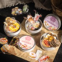 6 Style Gourmet Series Food Themed Aluminum Box Sticker Notebook Background Notebook Collage Decoration For Photo Frames Sticker
