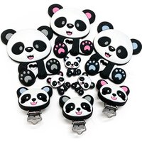 1/3/10pcs Silicone Panda Beads and Teether Baby Animal Dummy Cartoon Pacifier Toy Accessories