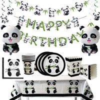 Panda Party Decorations Birthday Panda Shaped Foil Balloons Paper Plates Cup Tablecloth Napkin Baby Shower Supplies Panda Party