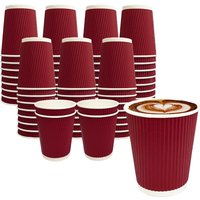 Red 8oz Disposable Coffee Cups with Lids Thick Three-Layer Paper Cups for Hot And Cold Drinks Suitable for Holiday Parties