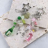 Korean and Japanese Style Transparent Acrylic Pendant Keychain, Imitation Wine Bottle and Drink Bottle Key Ring, Y2K Heart and Star Key Chain Jelly Bean Chain Pendant