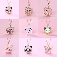 Elviragirl 1Pcs Cartoon Cute Animal Bear Cattle Frog Rabbit Butterfly Glitter Necklace for Children Birthday Party Gifts