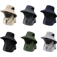 Summer UPF50+ UV Protection Sun Hat With Neck Flap Wide Brim Visor Bucket Cap Unisex Lightweight Foldable Outdoor Fishing Huntin
