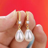 Simple Drop Shape Simulation Pearl Dangle Earrings Earrings Female Exquisite High-end Pearl Stud Earrings Banquet Jewelry