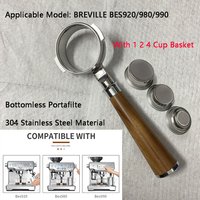 58mm Bottomless Portafilter With 1 2 4 Cup Basket For Breville BES920/980/990 Stainless Steel Naked Coffee Handle Barista Tools