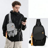 Men's Crossbody Chest Bag Waterproof Compact Nylon Sling Messenger Backpack Travel Outdoor Hiking Commute Multi-Pocket Organizer