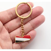 Cazador Yemen Map Pendant Keychain for Women Men Stainless Steel Country Flag Key Ring Jewelry Valentine's Day Gift Wholesale