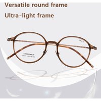 Women's Luxury Retro Round Pure Titanium Glasses Frame Brand Ultralight Fashion Decorative Eyeglasses Frame Computer Goggles