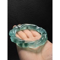 Newest High Ice Floating flower Bangle Hand carved Twists pattern Jade Bangle women's Noble Handring Fine Bracelet Jewellry
