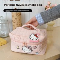 Sanrio Cute Makeup Bag with High Beauty Value KT Cat Handheld Large Capacity Travel Storage Makeup Bag