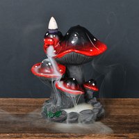 1Pc, Resin Mushroom-Shaped Waterfall Backflow Incense Burner - Unique Home Decoration, Indoor Deodorizer and Odor Eliminator, Sandalwood and Agarwood Backflow Incense Burner, Durable Resin Structure,