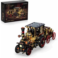 Retro Mechanical Steam Car Building Blocks Set with LED Lights MOC Vintage Home Decor Bricks Toy for Festival Gift